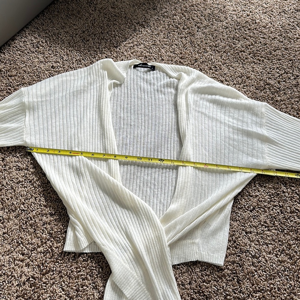 NWT Olivaceous Apricot Lane Cream Cropped Tie Front Cardigan Sweater Large - Picture 12 of 13